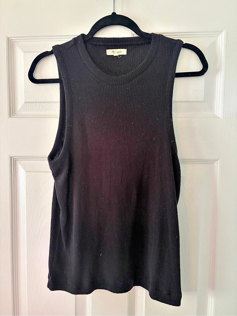 Madewell Ribbed Sleeveless Tank Top Black - Size Large